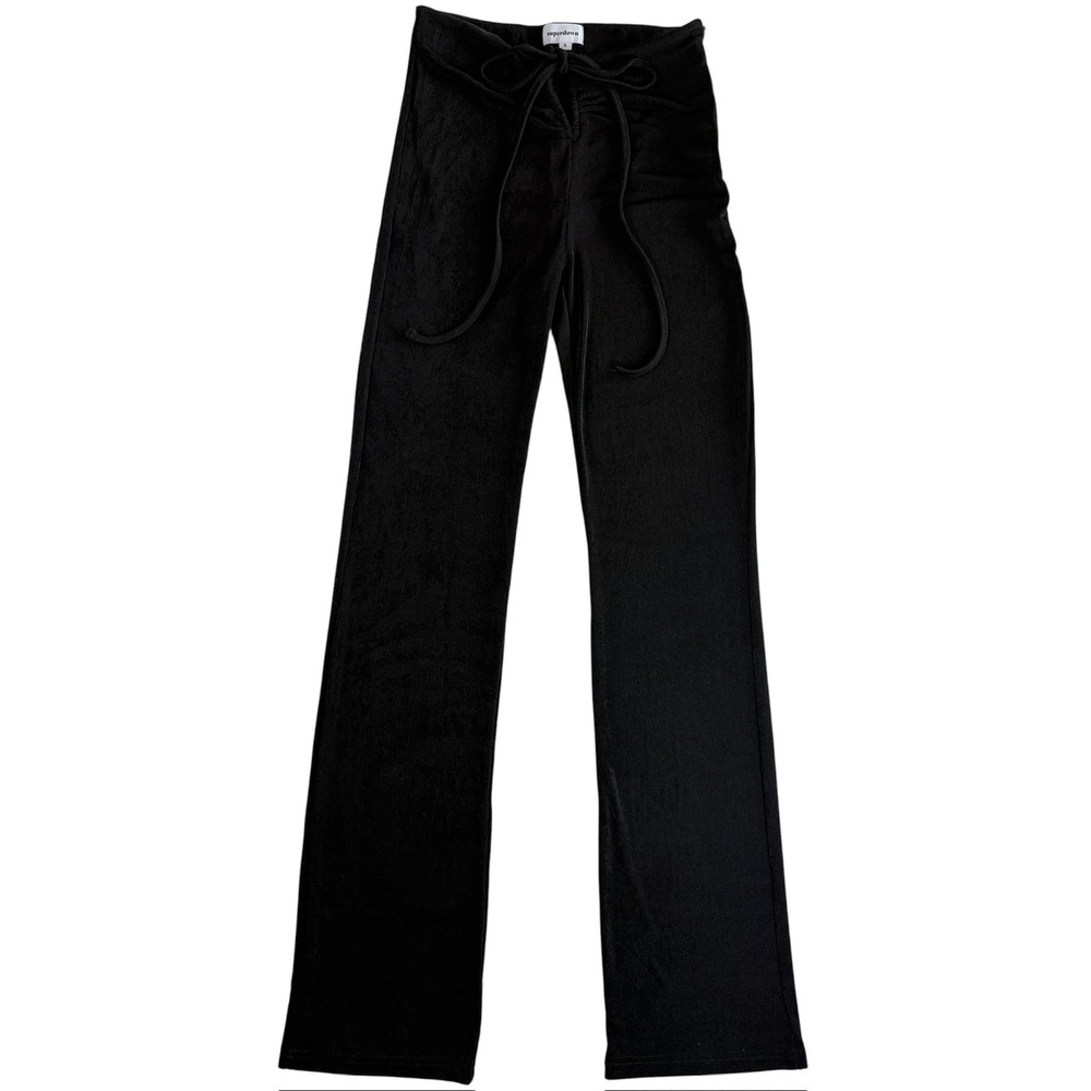 Superdown Pants Women Small Black Regan Tie Strap‎ V-Waist Slinky Flare Trousers